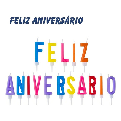 Vela Palito Escrita Feliz Aniversário Com 16 Unidades