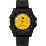 Reloj Pulsera Cat Aperture Lp.160.21.737, Para Hombre, Fondo Amarillo, Con Correa De Silicón Color Negro