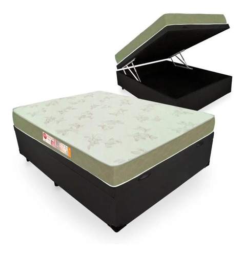 Cama Box Baú Casal + Colchão Espuma D33 Castor Sleep Max 138