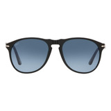 Óculos De Sol Persol Po9649s Standard Armação De Acetato Cor Preto, Lente Azul De Cristal Degradada, Haste Preto De Acetato