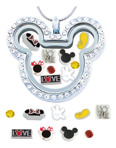 Locket Relicario Mickey + Charms Dije Cadena Personalizable