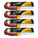 4 Baterias Lipo Tattu 450mah 7.4v 75c 2s Pack Con Xt30 Plug 