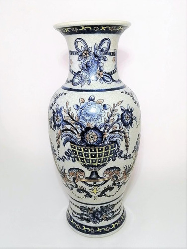 Jarrón Decorativo Estilo Florero Color Azul Porcelana China 