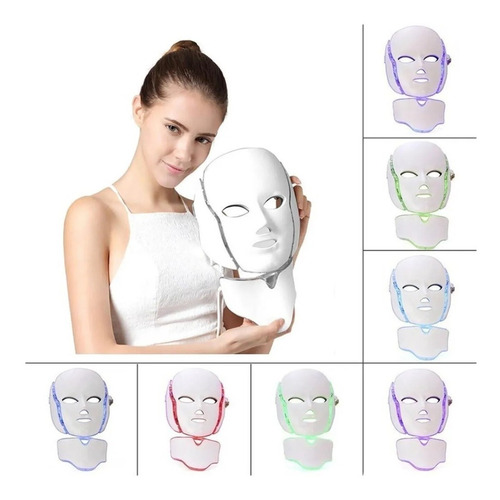 Máscara Facial Led 7 Colores Cuello Tonificador