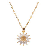 Collar Girasoles Para Mujer Flor Oro Laminado Con Cofre