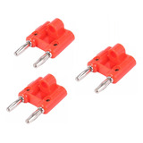 Conector Plug Macho Doble Rojo Compatible Con Banana 3 Piezs