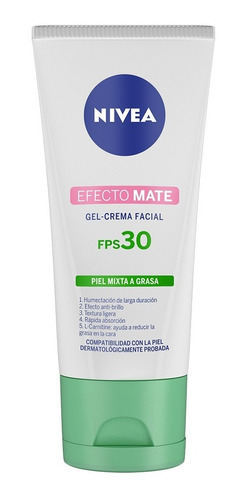 Crema Facial Hidratante Nivea Efecto Mate Con Fps 30 50 Ml