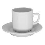 Juego Taza Pocillo Cafe Y Plato Porcelana Tsuji 550 Rayada