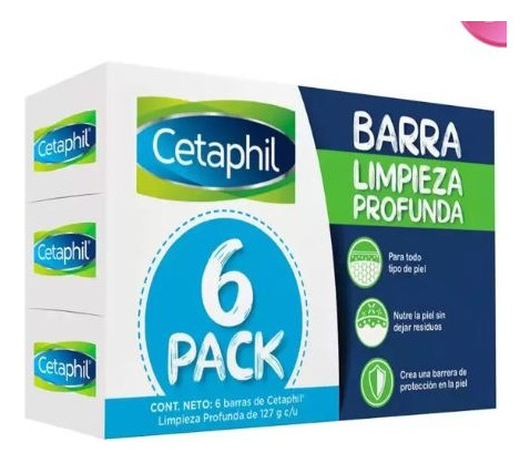 6 Pack Cetaphil Barra Jabon Dermolimpiadora 127 Gr