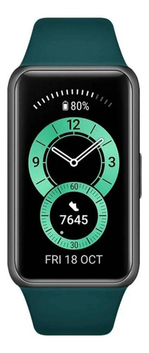 Huawei Series 6 Band 6 1.47  Caja De  Polímero  Dark Gray, Malla  Forest Green De  Silicona Fra-b19