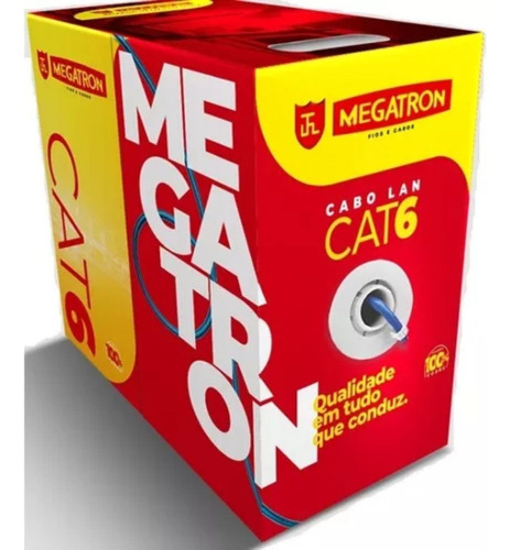 Cabo De Rede, Cat6 305m Azul, Utp 4 Pares - Megatron