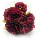 Kit 10 Buques De Rosas 6 Flores Artificiais Com Complementos