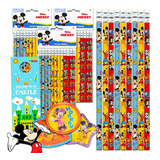Set Escolar Mickey Mouse Con 36 Lápices, Tapas Y Más.