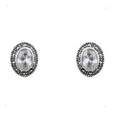 Aretes Ovalo Marquesita Zirconia Plata 925 Con Envio