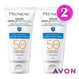 Kit 2 Protetor Facial Avon Renew Solar Hialurônico Matte 50