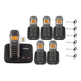 Kit Telefone Fixo Sem Fio 2 Linhas Com 5 Ramal Bina Headset