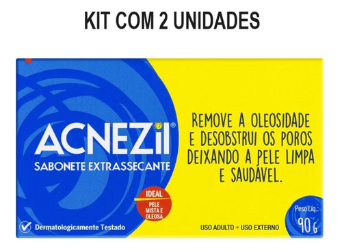 Kit Sabonete Acnezil Extrassecante Com 2un De 90g Cada