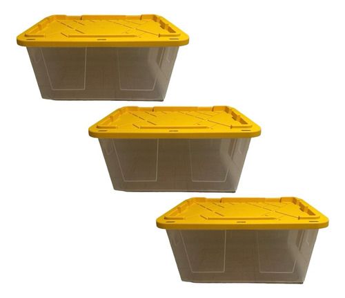 Greenmade 102 Lt, Caja Plástico Uso Rudo Almacenamiento 3pz