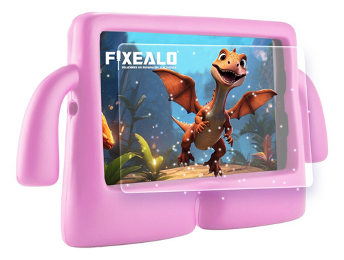 Funda Infantil Para iPad Niños Rosa Claro Manitas + Mica