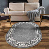 Alfombra Redonda Gris Con Goma Antideslizante 150x150 Cm 