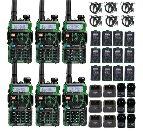 Handy Baofeng Uv5r 8w Kit X 6 Walkie Talkie Bibanda + Extras