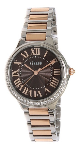 Reloj Feraud Mujer Acero Rose Marron Piedras Lf20082lrm