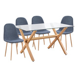 Juego De Comedor Mesa Kioto 150x90 Cm + 6 Sillas Ray Gris