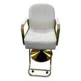 Silla De Peluquería Blanca Y Dorado, Negro Y Gris Crema