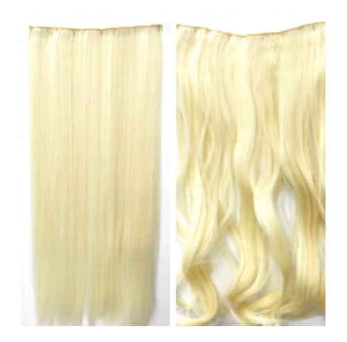 * Extensión Cortina Pelo Color Rubio Platino 60cm*