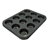 Molde Muffins G X12 Cupcakes Horno Antiadherente - Sheshu Color Negro Liso