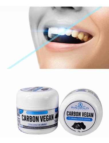 Pó Branqueador Clareador De Dente Carbon Vegan Phállebeauty