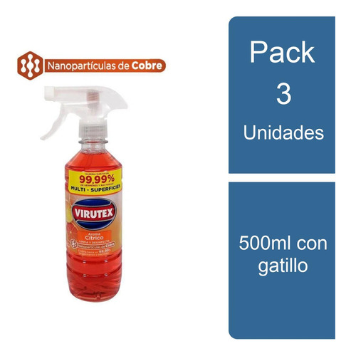 Pack 3 Limpiador De Superficies Cítrico 500ml Virutex