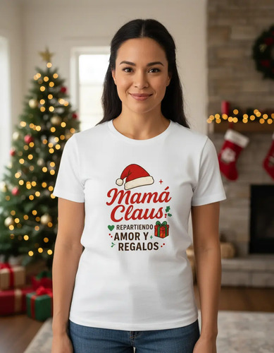 Playera Póntela,  Mujer Algodón Lisa Mamá Claus | Meses sin interés