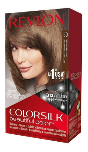 Kit Tintura Revlon  Colorsilk Beautiful Color Tono 50 Castaño Claro Cenizo Para Cabello