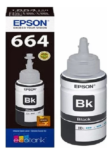 Tinta Epson 664 Original L200 L300 L375 L355 T664 70ml Negra