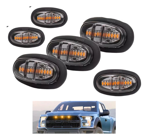 Kit 6 Pieza Luz Led Ford Raptor Parrilla Universal Ámbar Drl