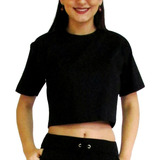 Blusa Camiseta Cropped Liso Feminino 