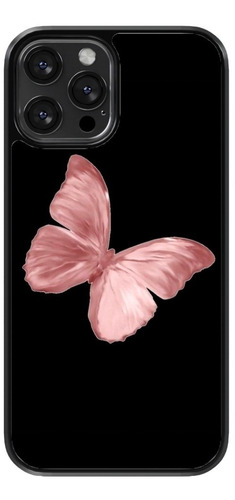 Funda Para Celular Mariposa Color Rosa Fondo Negro