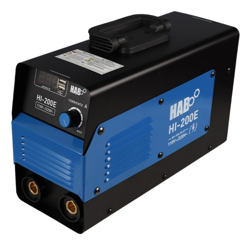 Soldadora Inverter Hab Hi-200e Azul 60hz 110v/220v Con Puertos Usb Cables Bornes 1/2