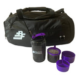 Bolso Deportivo Basko Fitness Pack Shaker Mezclador Morado