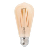 Lámpara Filamento Vintage Led 8w St64 Ambar Dimerizable Luz Blanco Cálido