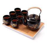 Juego De Té Japonés Porcelana Tetera Con Filtro 6 Tazas