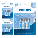 12 Pilhas Alcalinas Aaa Philips (3  Cart)