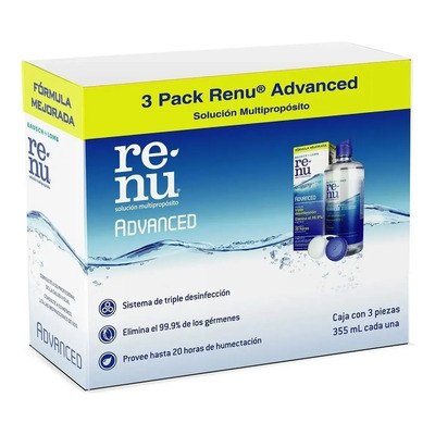 Renu Advanced 3 Botellas 3 Estuches 355ml 20 Hrs Humectacion | Envío gratis