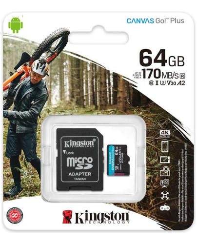 Cartão Kingston Micro Sd 64gb Canvas Go Plus Classe 10 A2 U3