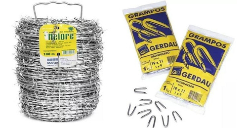 Arame Farpado Galvanizado Rolo Com 100m Nelore 1kg Grampo