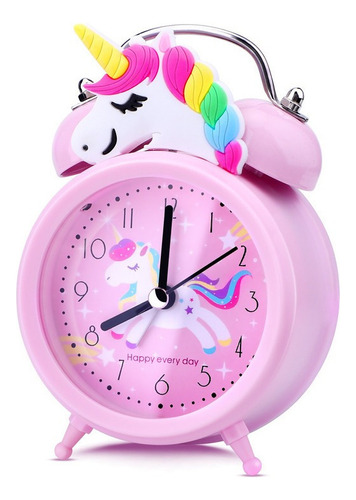 Reloj Despertador De Unicornio Para Niños Con Doble Campana