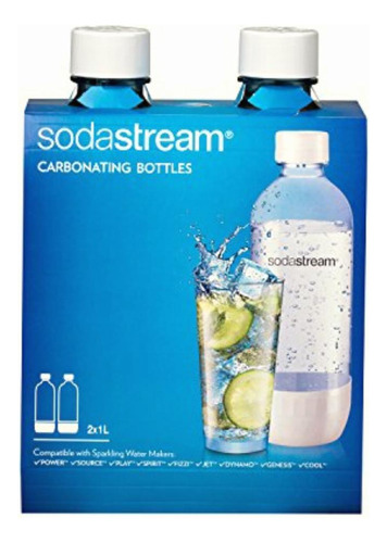 Sodastream 1l Carbonating Bottles- White (twin Pack)