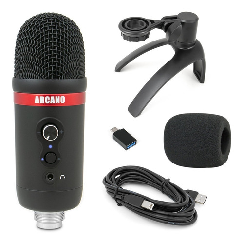 Microfone Condensador Usb Arcano Arc-ball C/ Tripé