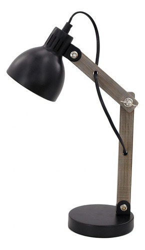 Lámpara De Escritorio Fiona ,madera Nordico Apto Led E14 Color De La Estructura Negro